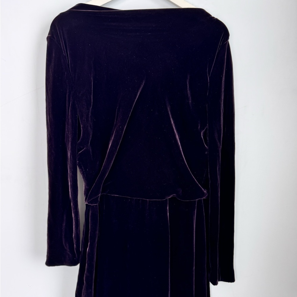 Vintage Jones New York Evening Velvet Dark Purple Long Sleeve Maxi Dress Sz 14 - Picture 4 of 9